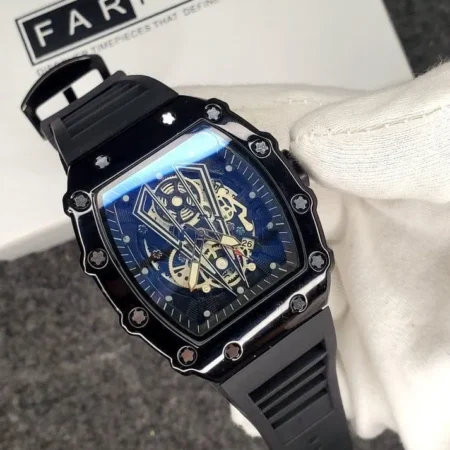 Richard Black Belt Skeleton Watch