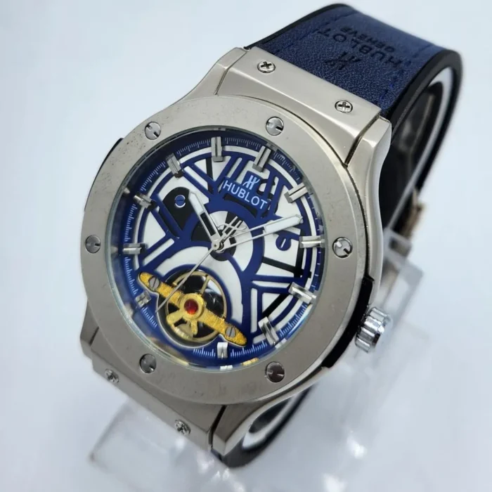 Hublot Style Blue Skeleton Dial Quartz Watch - Image 6