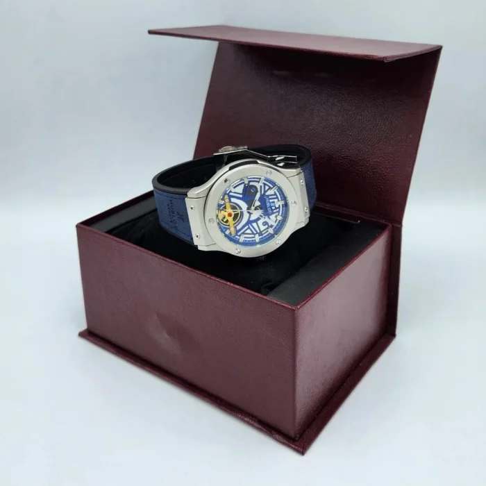 Hublot Style Blue Skeleton Dial Quartz Watch - Image 3