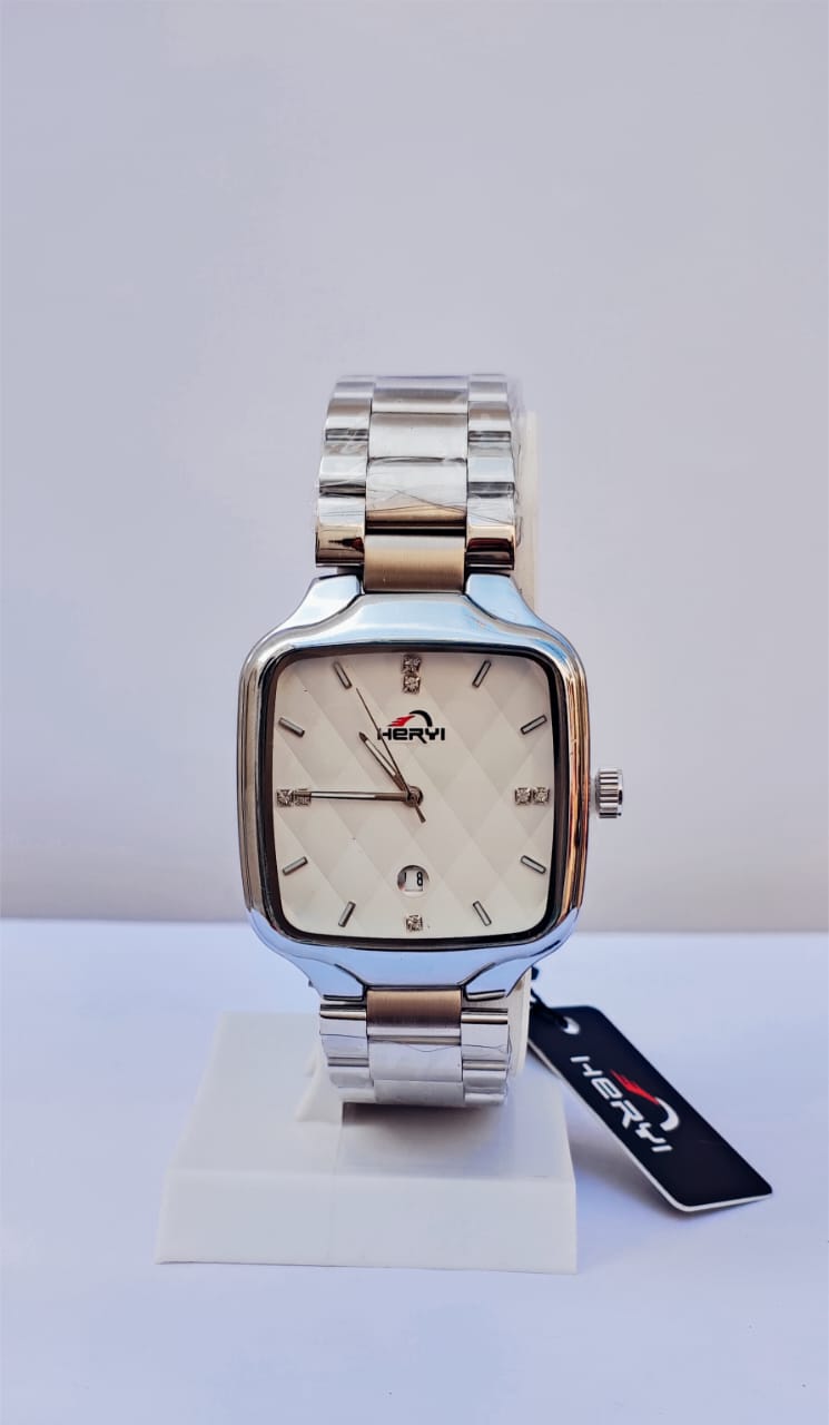HERYI WHITE DAIL SILVER STRAP MAN WACH HERYI WHITE DAIL SILVER STRAP MAN WACH