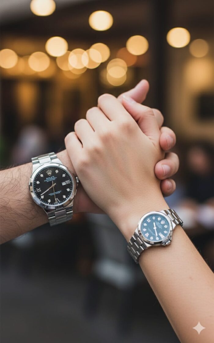 ROLEX SILVER COUPLE WATCH
